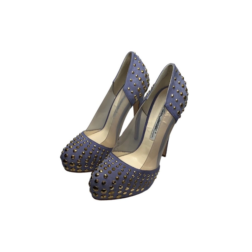 Brian Atwood Lavender Suede Studded Loca Pumps - Sz. 36